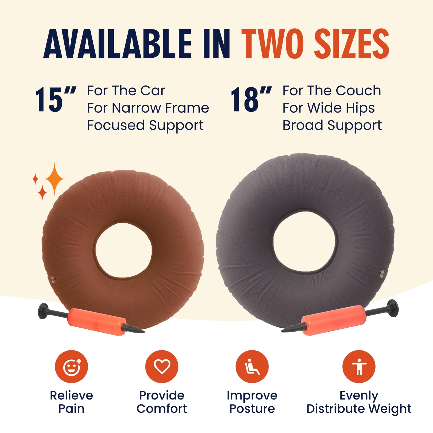 Dr. Frederick’s Original Inflatable Donut Pillow - 18" Seat Cushion for Tailbone Pain, Hemorrhoids & Bed Sores – Doctor-Developed for Postpartum, Prostatitis & Travel - Odor-Free, Durable Vinyl - Gray Dr. Frederick's Original Au supplements