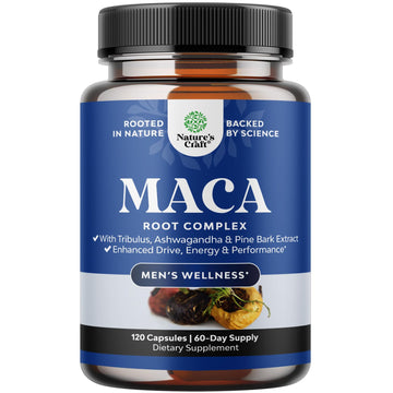 Potent Black Maca Root Capsules for Men - Herbal Wellness Supplement with Siberian Ginseng Ashwagandha and Black Maca Root - Men’s Wellness Supplement to Support General Health - 120 Count Natures Craft Au supplements