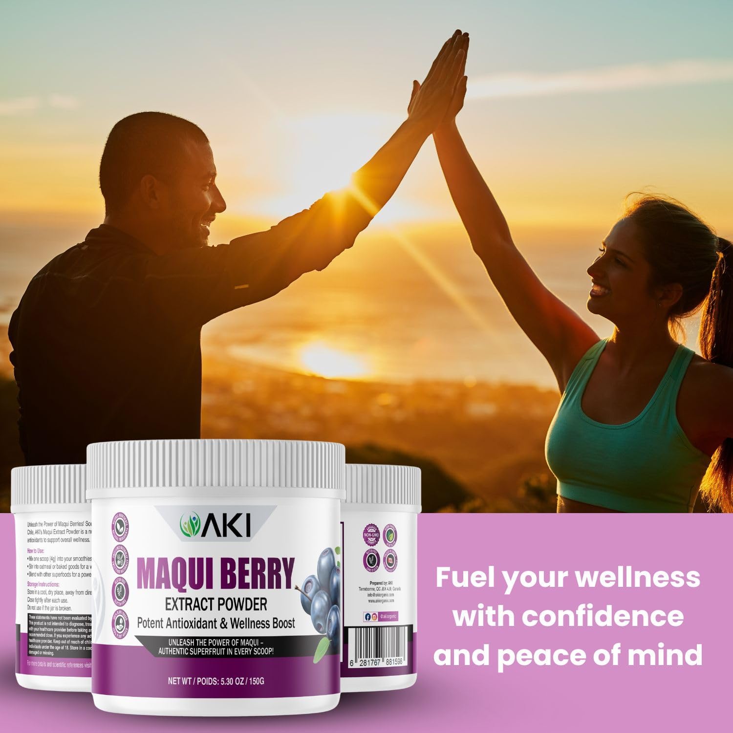AKI Maqui Berry Extract Powder – Wild Harvested from Patagonia, High in Anthocyanins & Polyphenols, Freeze-Dried Superfruit for Smoothies, Non-GMO, Vegan, 150g/ 5.3 oz AKI ORGANIC Au supplements