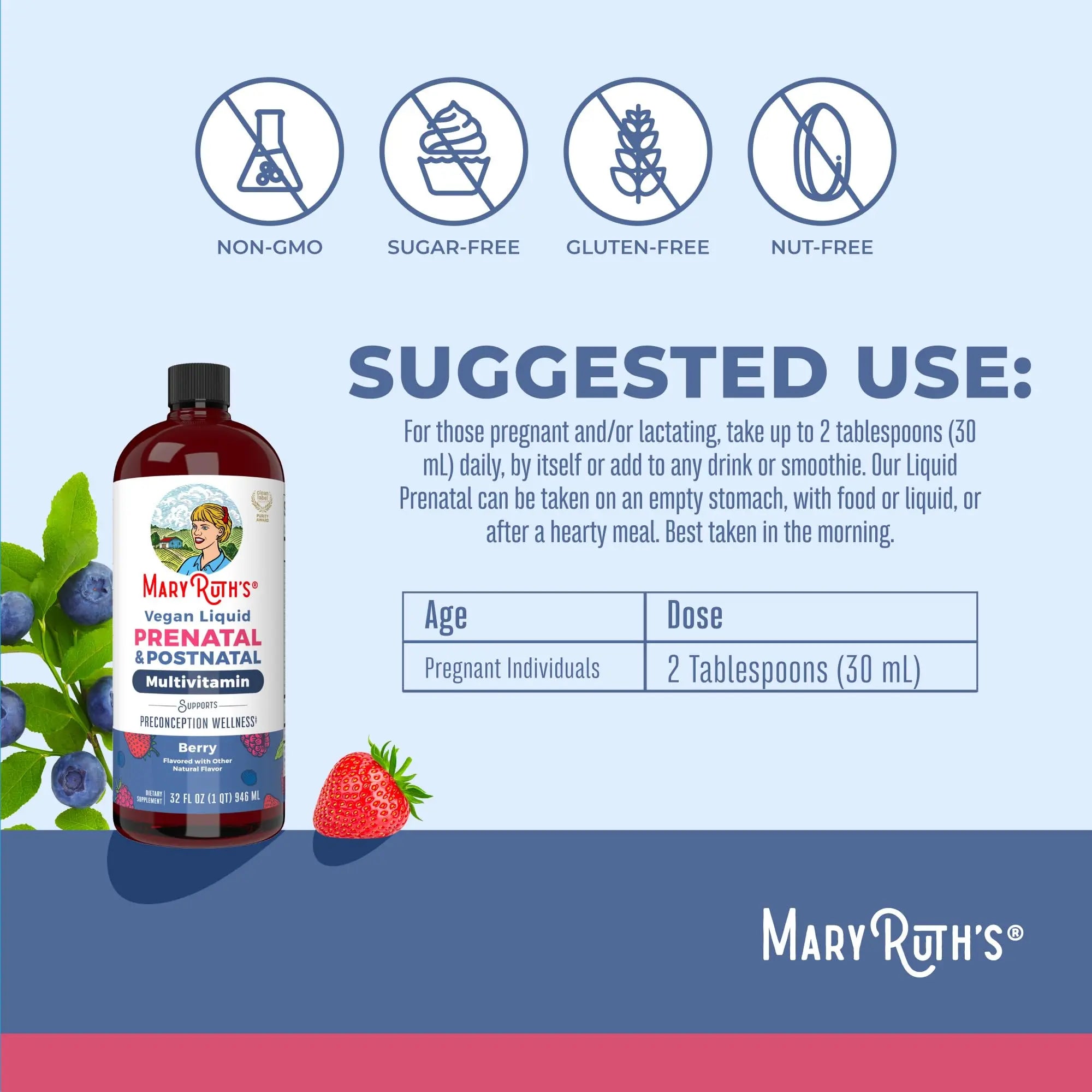 MARYRUTH'S Postnatal & Prenatal Vitamins for Women | Sugar Free | Selenium | Folate | Vegan | Non-GMO | Gluten Free | 32oz MARYRUTH'S Au supplements