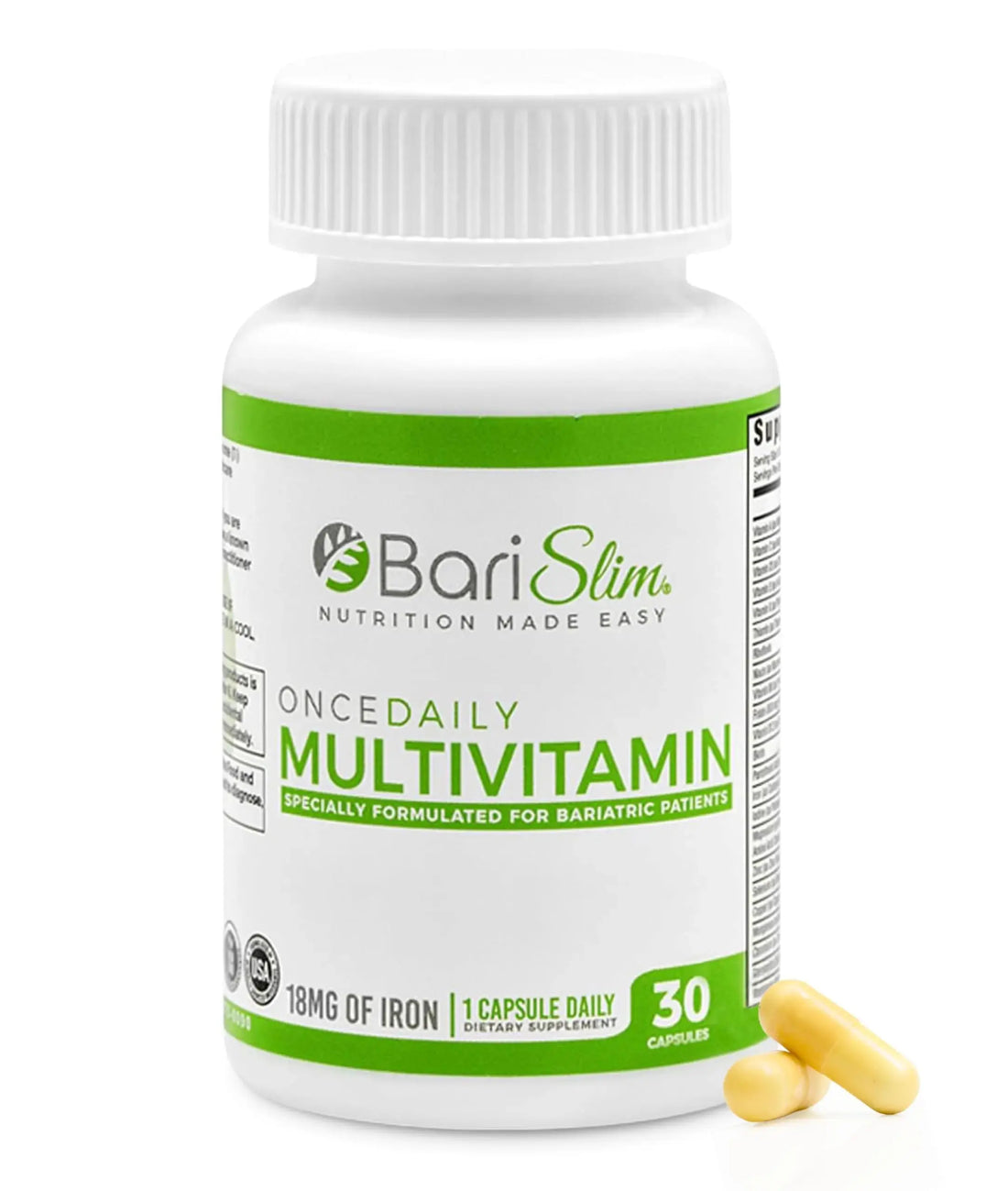 BariSlim Once Daily Bariatric Multivitamin Capsule - 18mg of Iron - Bariatric Vitamin & Supplement for Post Surgery Including Gastric Bypass BariSlim AU supplements