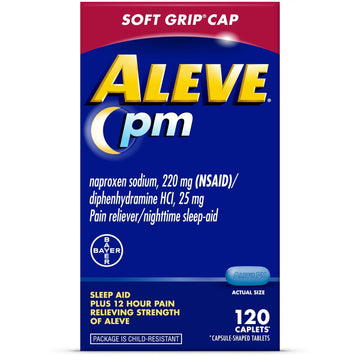 Aleve PM Sleep Aid Plus Pain Reliever Caplets, Naproxen Sodium & Diphenhydramine HCl, Nighttime, 120 Count Aleve Au supplements