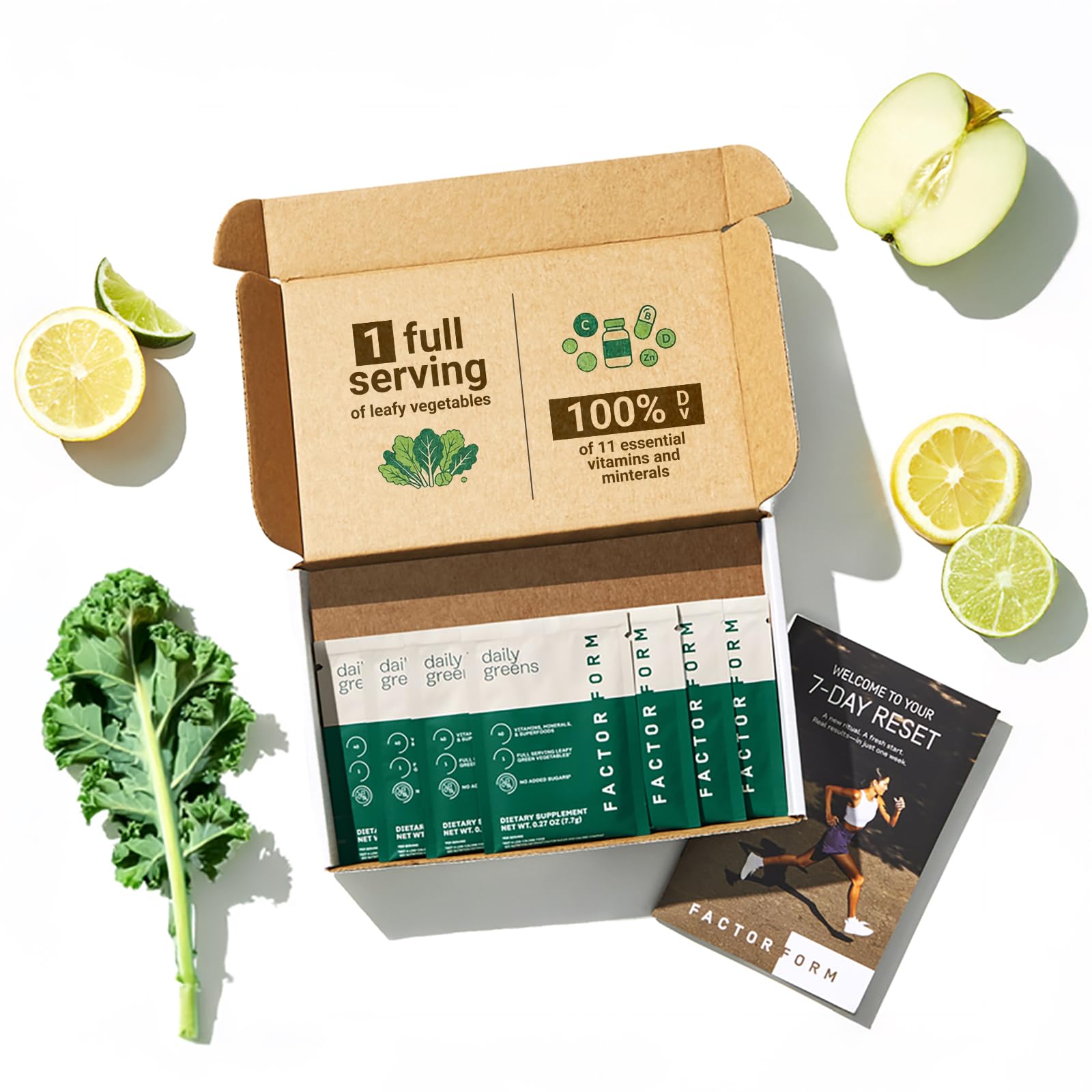 FACTOR FORM Daily Greens Superfood Powder | 5 Functional Blends for Gut Health, Energy & Immunity | Prebiotics, Probiotics, Adaptogens, B Vitamins (7 Servings, Individual Packets) FACTOR FORM Au supplements