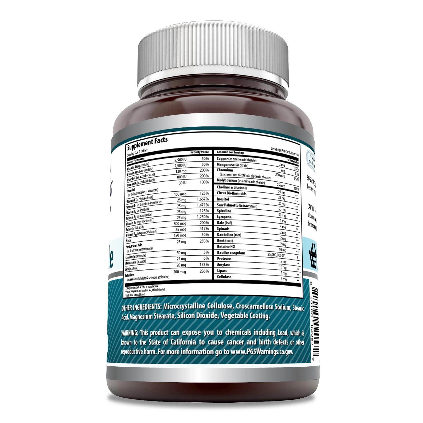 Amazing Formulas Men's One Multivitamin Supplement | Food Based | 150 Tablets | Perfect Blend of Vitamins, Minerals & Probiotics | Non-GMO | Gluten-Free | Made in USA Amazing Nutrition Au supplements