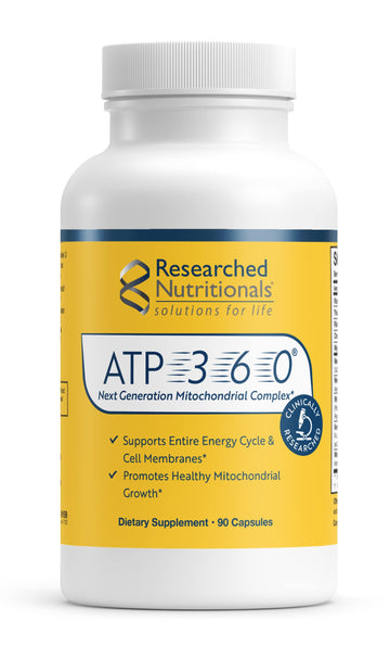 Researched Nutritionals ATP 360 - Mitochondrial Supplements to Support Entire Energy Cycle & Cell Membranes - Clinically Researched ATP Supplements, High Dose CoQ10, R-Lipoic Acid & PQQ, 90 Capsules Researched Nutritionals Au supplements