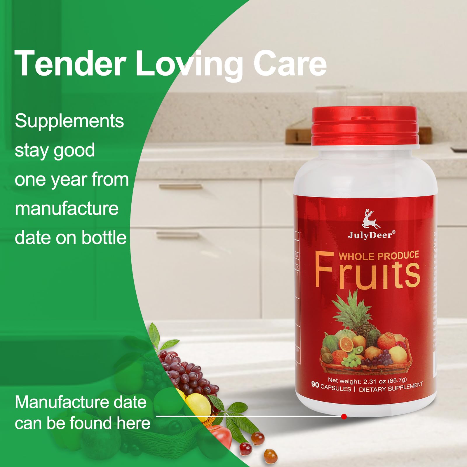 Fruit and Veggies Supplement Ingredients Natural – 2 Bottles 180 Total Vegetarian Capsules | Balance of Natural 16+18 Whole Fruits & Veggies Blend | Fresh Superfood Formula with Vitamins and Minerals JulyDeer Au supplements