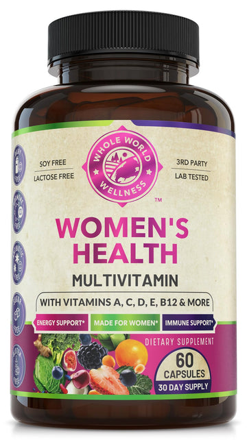 WHOLE WORLD WELLNESS Womens Daily Multivitamin Multimineral Supplement for Energy, Mood, Focus, Hair, Skin & Nails. Made for Women with 30+ Nutrients, Fruit & Energy Blend. Womens Vitamins, USA Made. WHOLE WORLD WELLNESS Au supplements