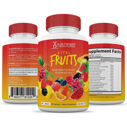 (10 Pack) Vital Fruits and Veggies Supplement Whole Food Red & Green Superfoods Non GMO Vegan Friendly 900 Veggie Capsules 10 Bottles Justified Laboratoriesnz supplements