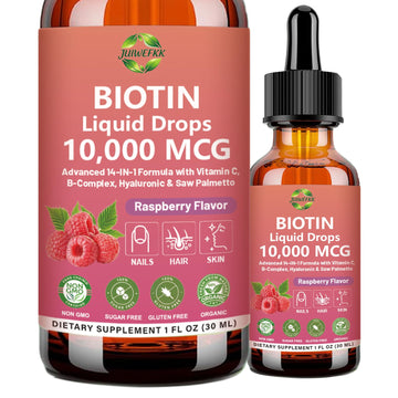 Pure Biotin 10000mcg Liquid Drop Optimal Solutions Hair Skin & Nails Vitamins Support w. Collagen Keratin Hyaluronic Acid Saw Palmetto, Biotin(Vitamin B7) for Hair Growth & Cellular Energy JUIWEFKK Au supplements