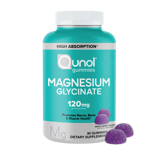 Qunol Magnesium Glycinate Gummies, 120mg of Magnesium Glycinate, High Absorption, Mixed Berry, 90 Count (Pack of 1) QunolAU supplements