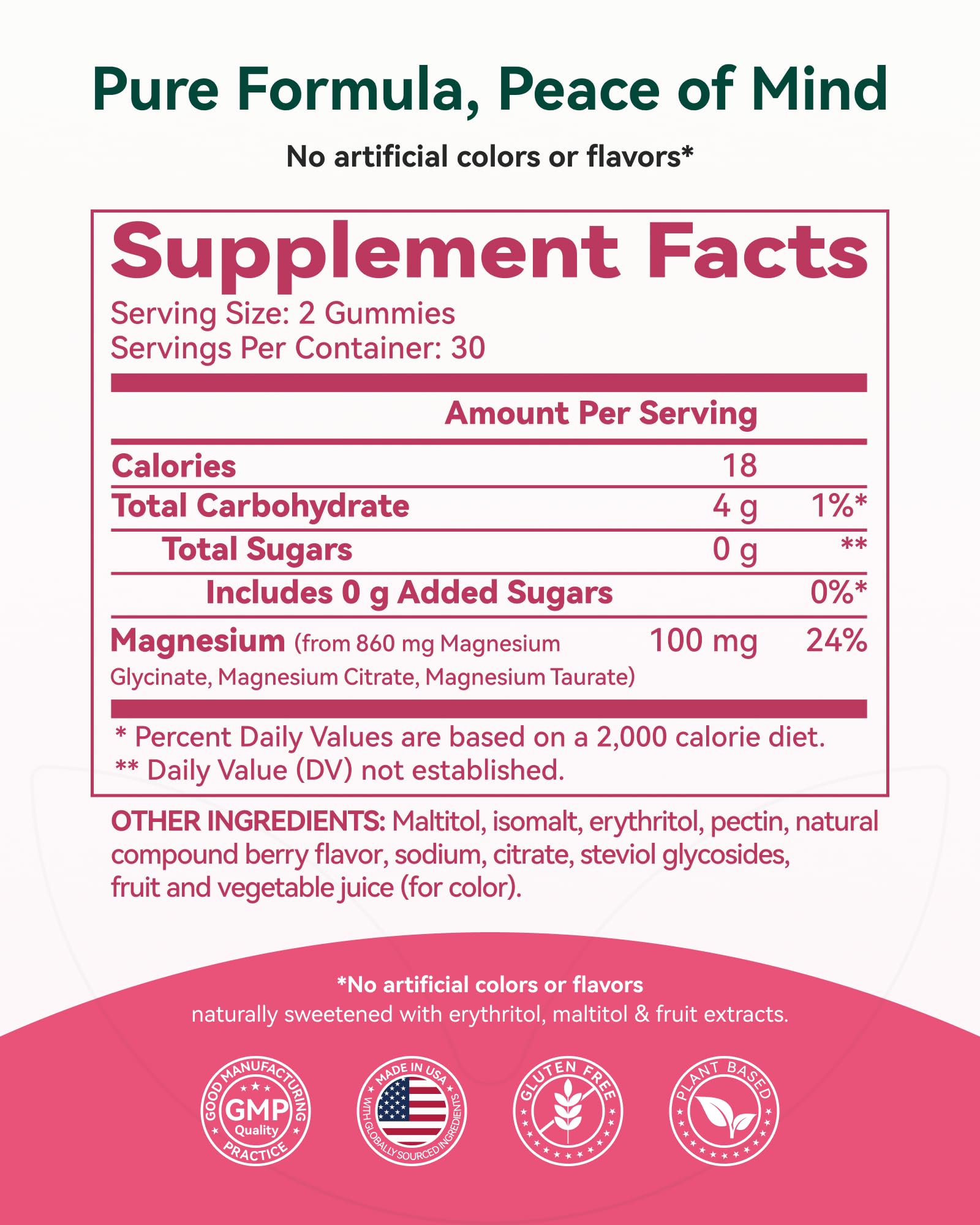 Magnesium Glycinate Plus Gummies 860mg, Sugar-Free, Non-GMO, Gluten-Free, Magnesium Gummies for Adults & Kids, Sleep, Relaxation & Focus, Magnesium Supplement for Women, Mixed Berry Flavor, 60 Count Inner Brightness Au supplements