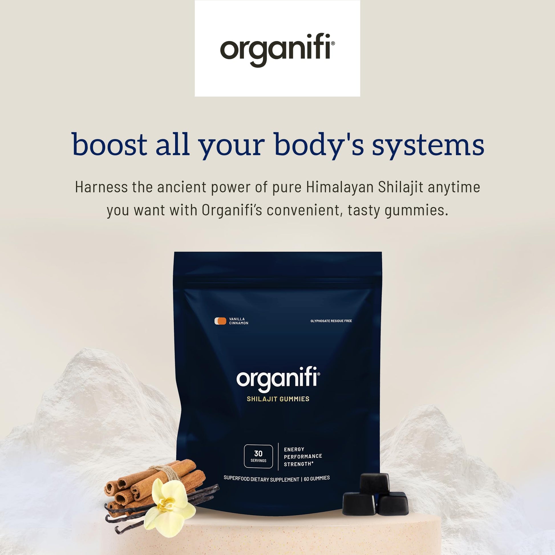 Organifi - Shilajit Gummies - Supports Natural Energy and Strength - Vanilla Cinnamon Organifi Au supplements