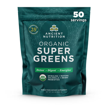 Ancient Nutrition Super Greens Powder, Organic Superfood Powder with Probiotics Made with Spirulina, Chlorella, Matcha, and Digestive Enzymes, 50 Servings, 14.1 oz Ancient Nutrition Au supplements