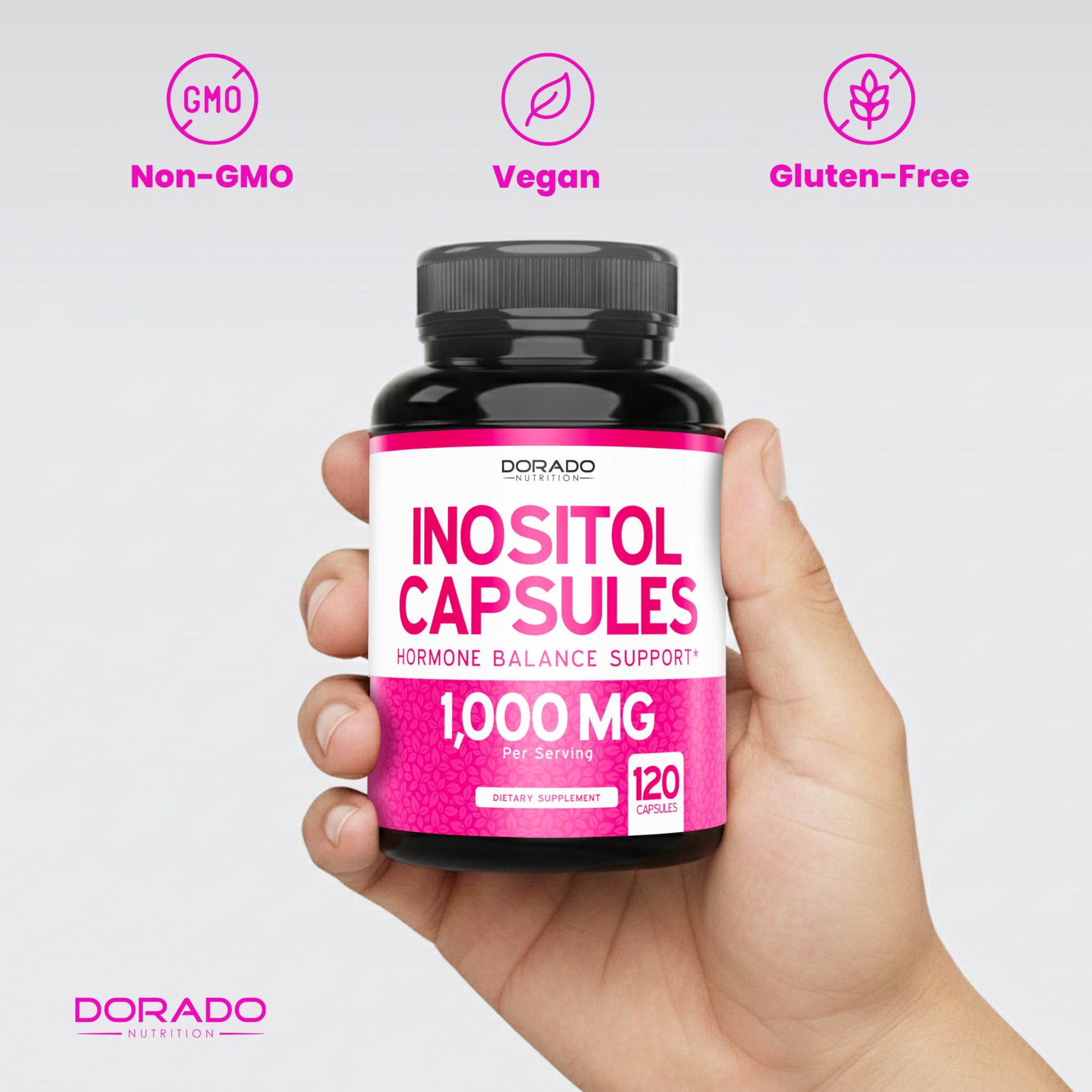 Inositol Capsules (Myo Inositol) (1000mg Per Serving 120 Capsules) Myo Inositol Supplement for Women Hormone Balance Support - Vegan Safe - Third Party Tested - Gluten Free & Made in USA (120 Count) DORADO NUTRITION Au supplements