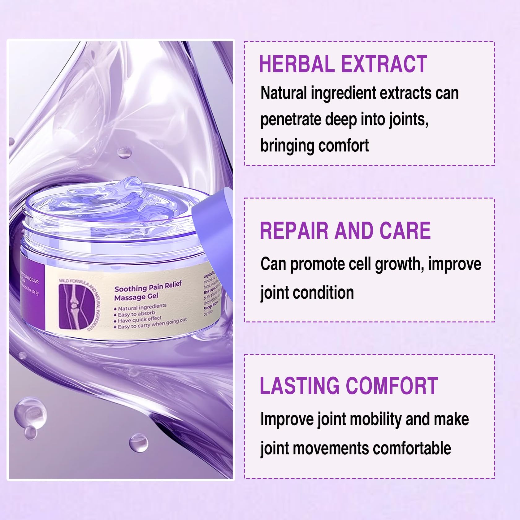 2 PCS Joint Gel Purple Gel，Soothing Pain Relief Massage Cream，Full-Body Joint Effective Soothes for Knees, Lumbar, Hands, Neck and Shoulders PERVALA Au supplements