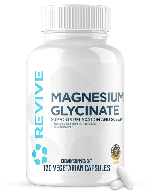 Revive MD Pure Magnesium Glycinate 200mg – High Absorption Supplement for Relaxation, Stress Relief, Sleep & Memory Support – Promotes Strong Bones ReviveAU supplements