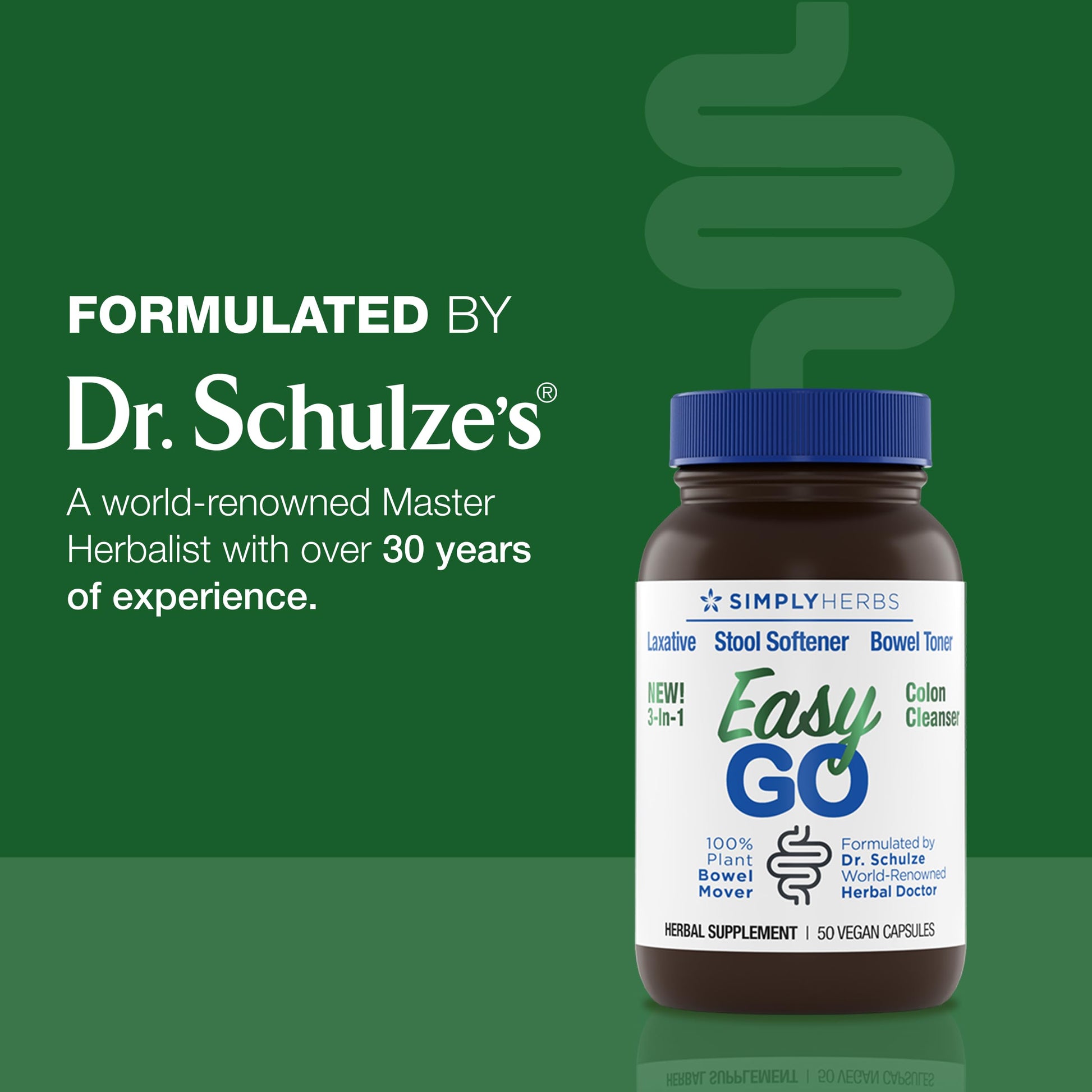 Simply Herbs Easy Go Bowel Mover - Adult Cleansing Supplement for Colon Health Support - Bowel Movement Aid - Stool Softener - Daily-Use Laxative - Plant-Based Ingredients - Vegan - 50 Count Dr. Schulze's Au supplements