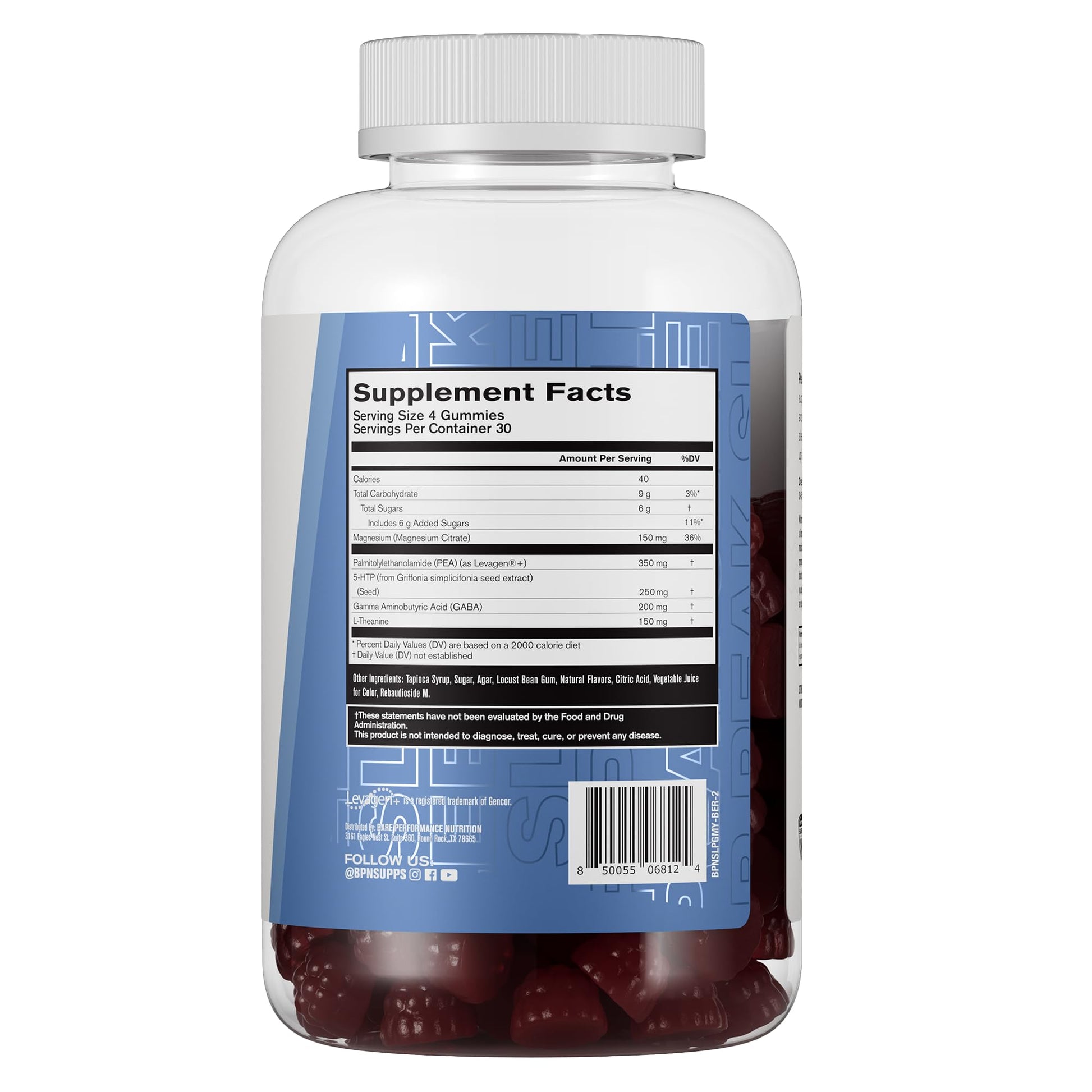 BARE PERFORMANCE NUTRITION, BPN Peak Sleep Gummy, Sleep Aid & Recovery Support Supplement, 30 Servings, Berry BARE PERFORMANCE NUTRITION Au supplements