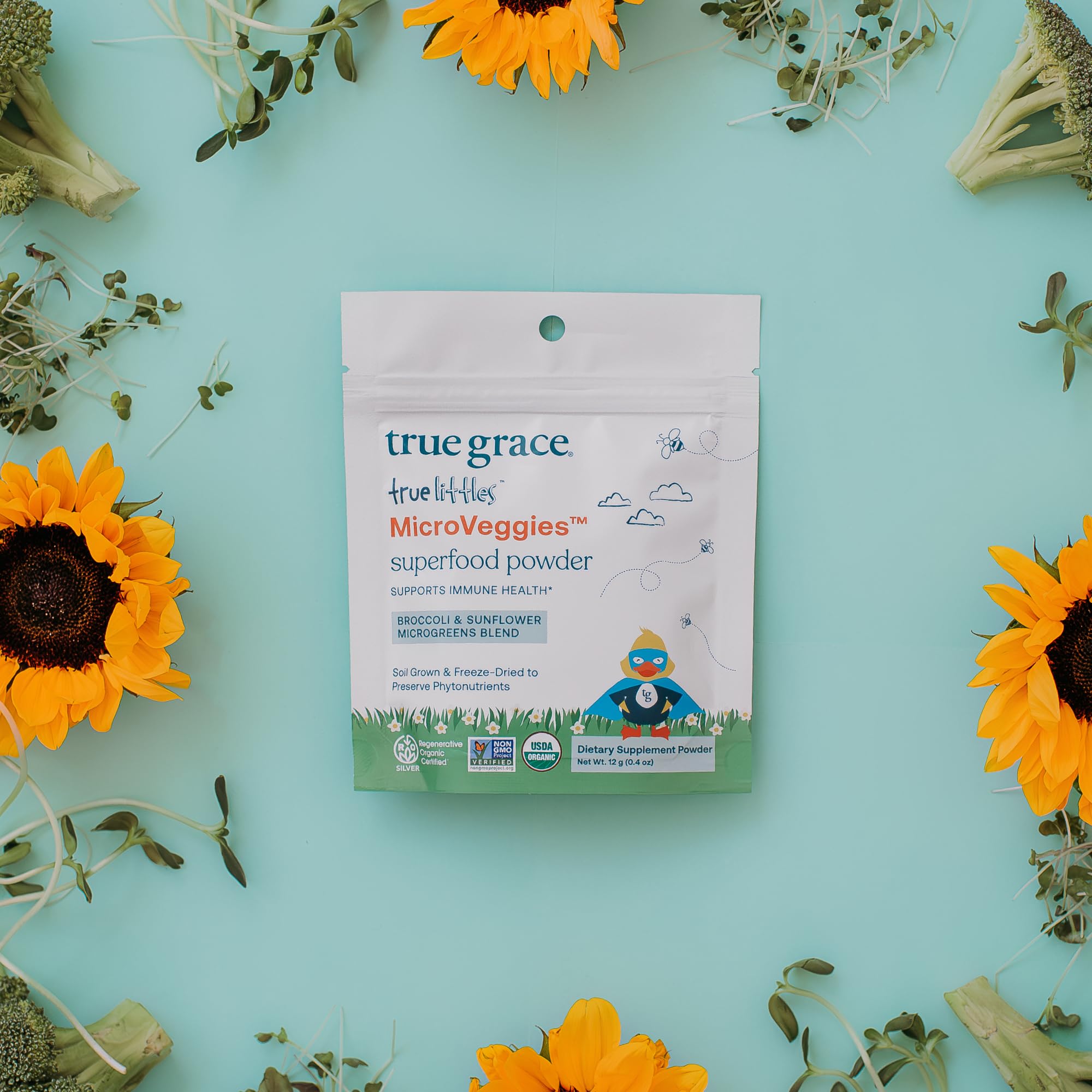 True Grace True Littles MicroVeggies - 0.4 oz - Kids Daily Superfood Powder for Immune Health - Gluten & Soy Free, Vegan, Regenerative Organic Certified - 30 Servings True Grace Au supplements