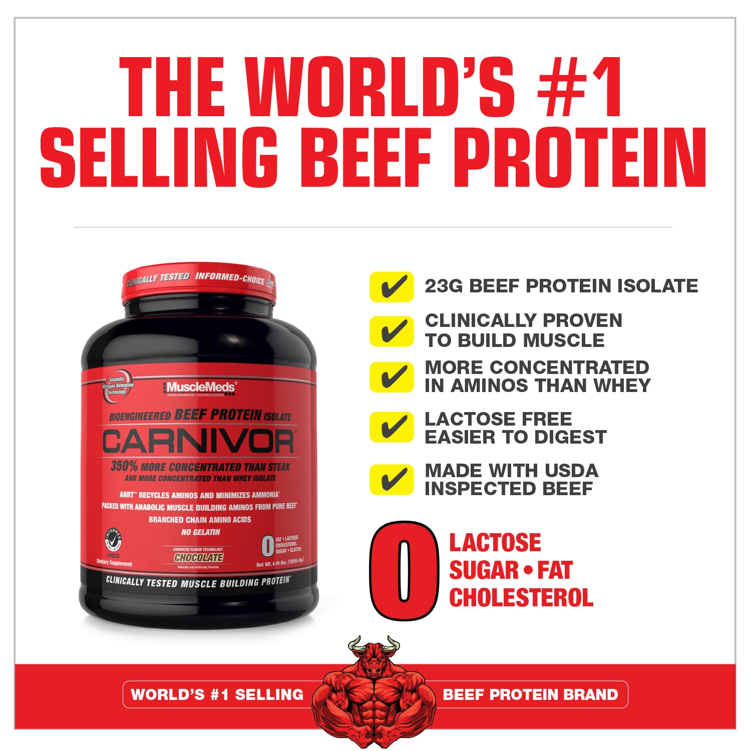 MuscleMeds, Carnivor Beef Protein Isolate Powder 56 Servings, Chocolate, 72 Ounce MuscleMeds Au supplements