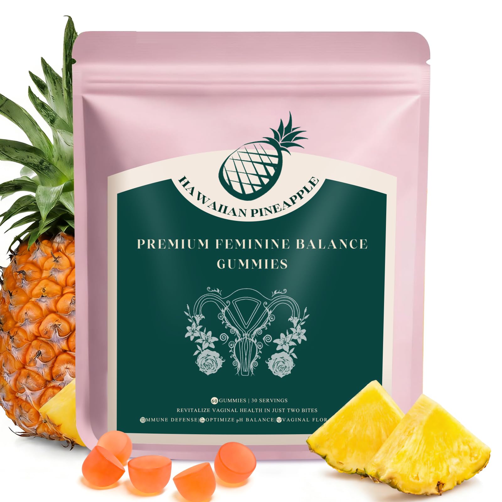 KLKIT Premium Feminine Balance Gummies, Pineapple Vaginal Probiotics for Women, pH Balance Feminine Gummies for Immune Support, Vegan & Gluten Free, 60 Count (30 Servings) KLKIT Au supplements