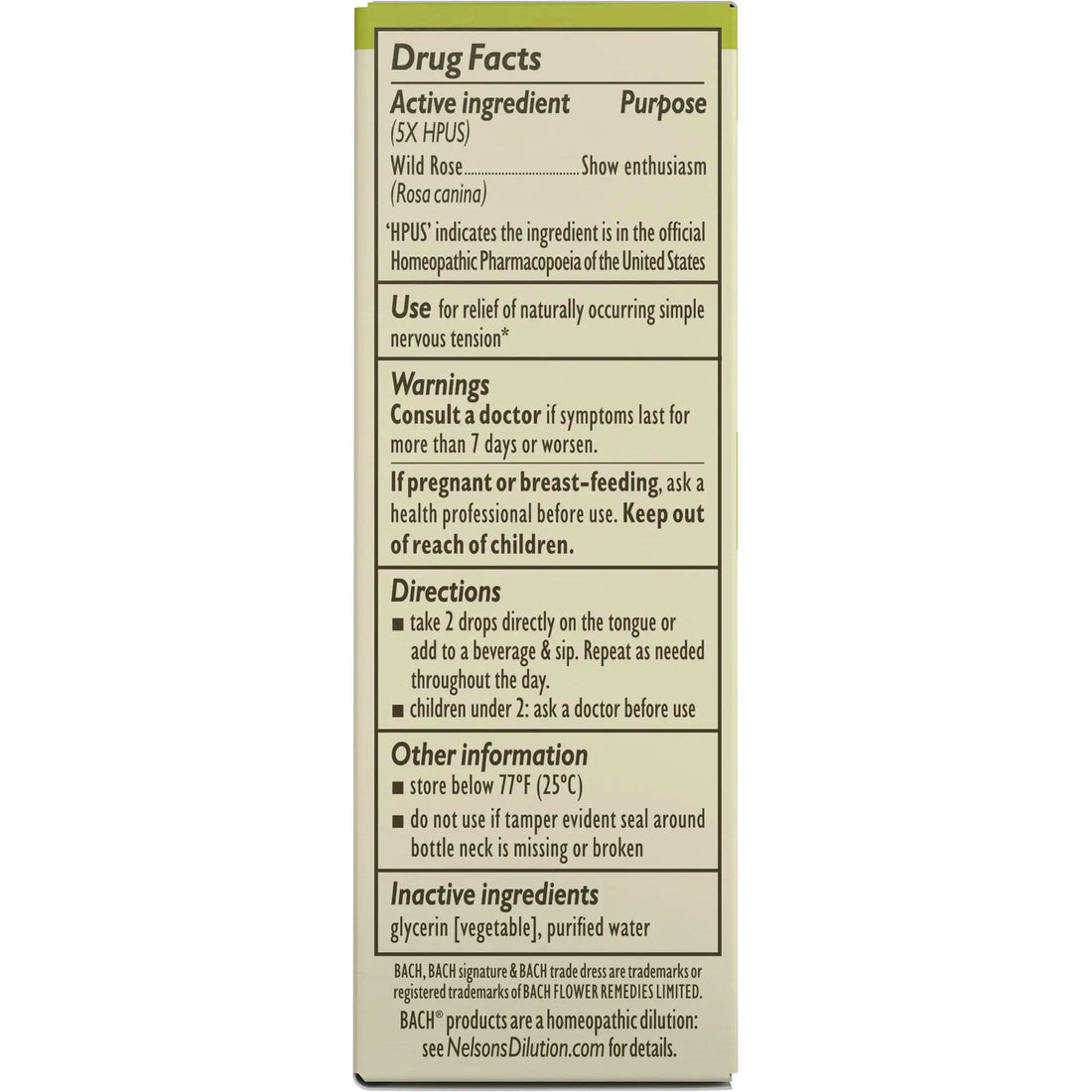 Bach Original Flower Remedies, Wild Rose for Enthusiasm (Non-Alcohol Formula), Natural Homeopathic Bach uk supplements