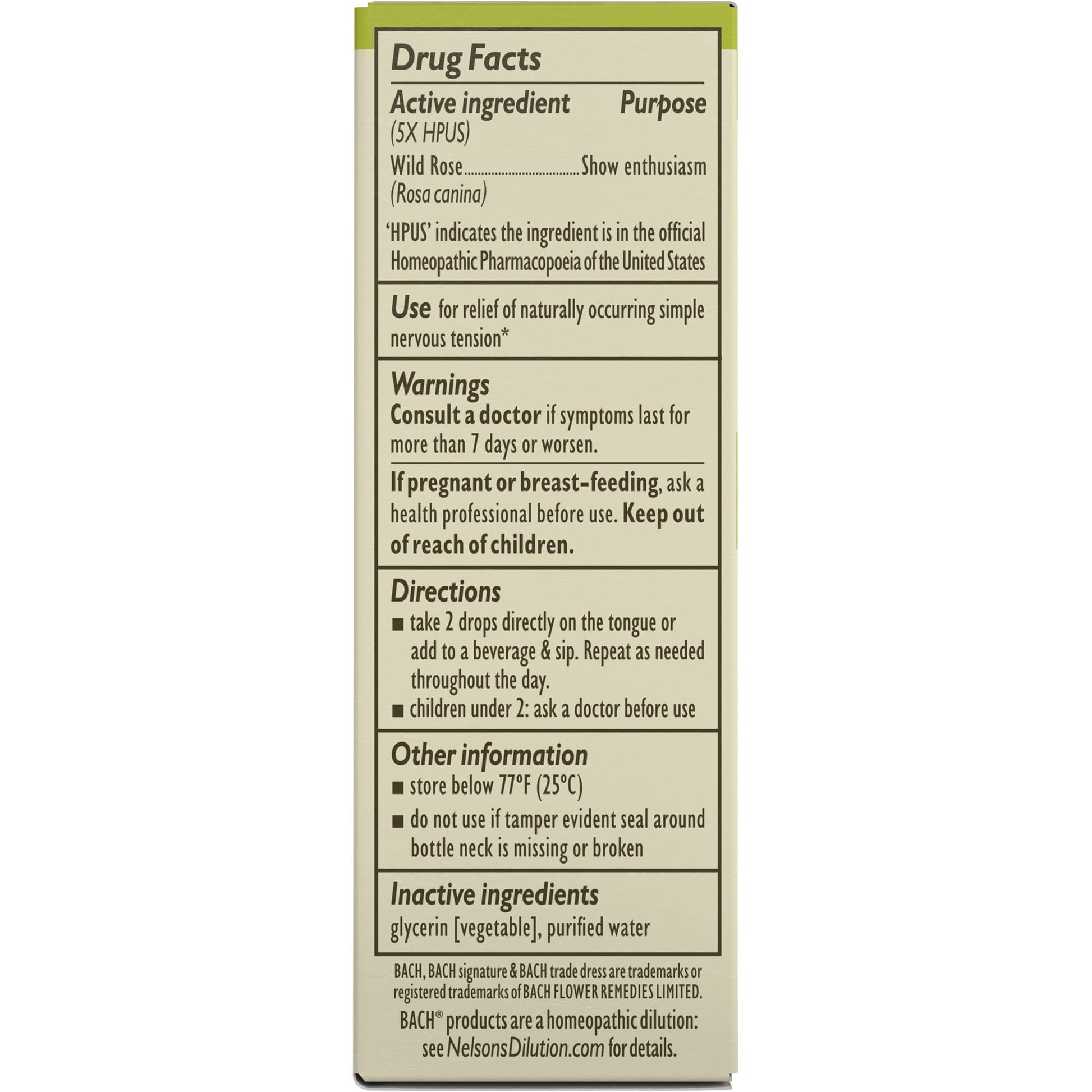Bach Original Flower Remedies, Wild Rose for Enthusiasm (Non-Alcohol Formula), Natural Homeopathic Bach Au supplements
