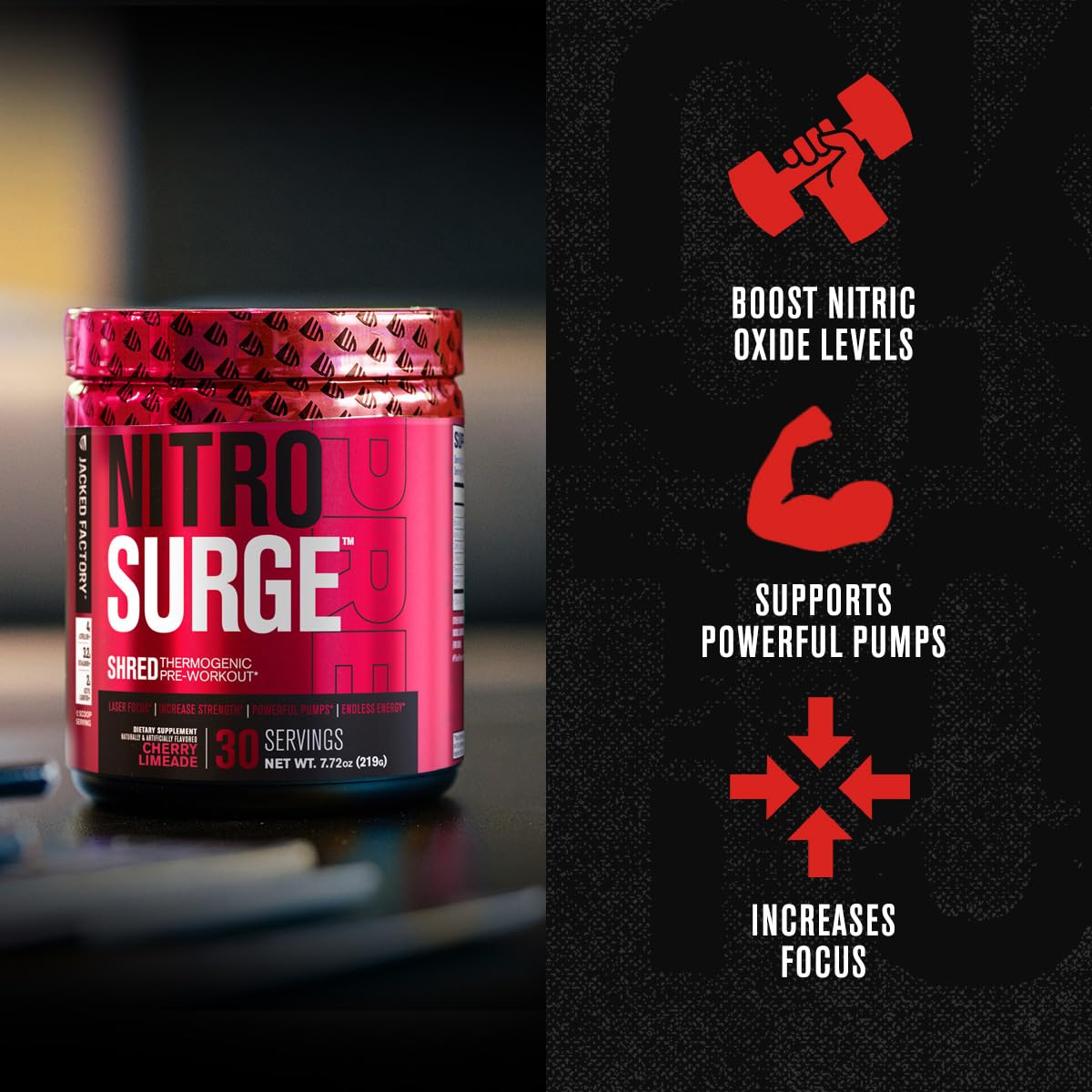 Jacked Factory NITROSURGE Shred Pre Workout Supplement - Energy Booster, Instant Jacked Factory Au supplements