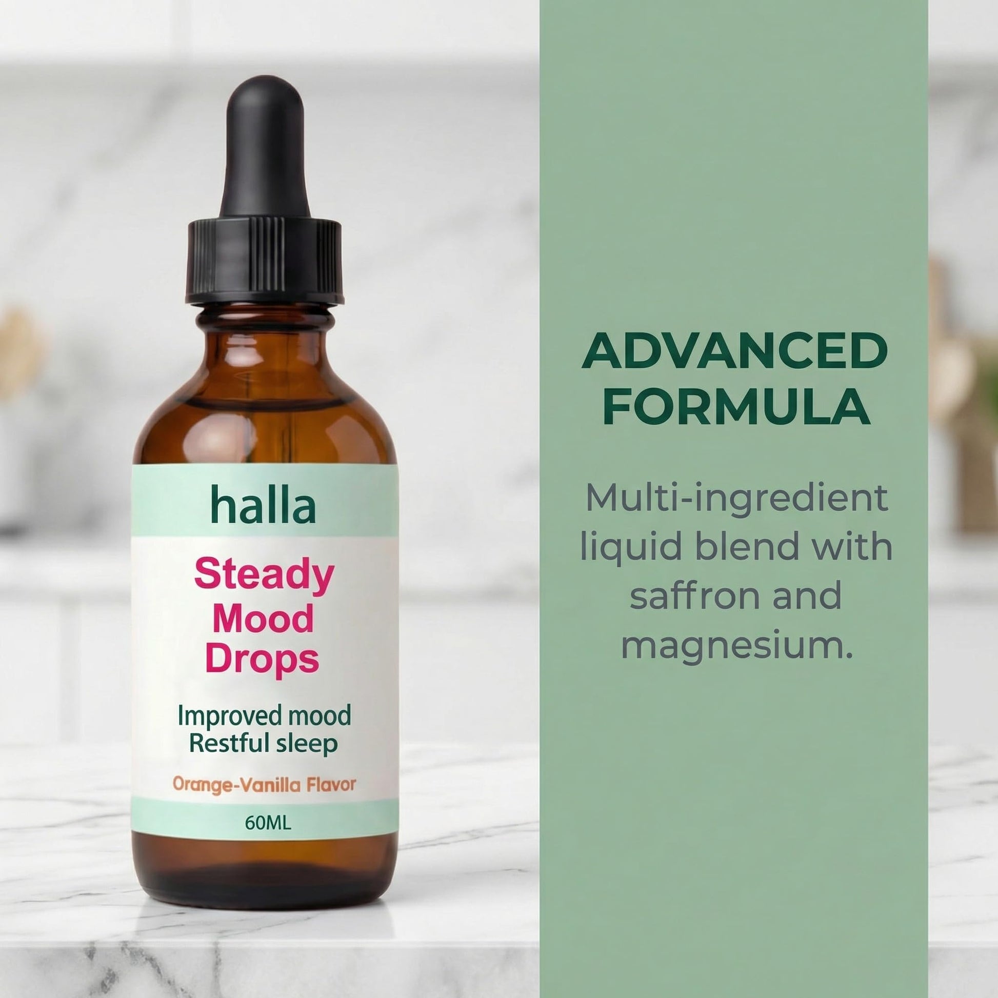 Halla Steady Mood Drops, with Saffron Extract – Fast Absorption Cognitive & Emotional Balance Supplement – Advanced Brain Nutrient Blend – Orange Vanilla Flavor, 2 fl oz DFTLUUE buy supplements Au