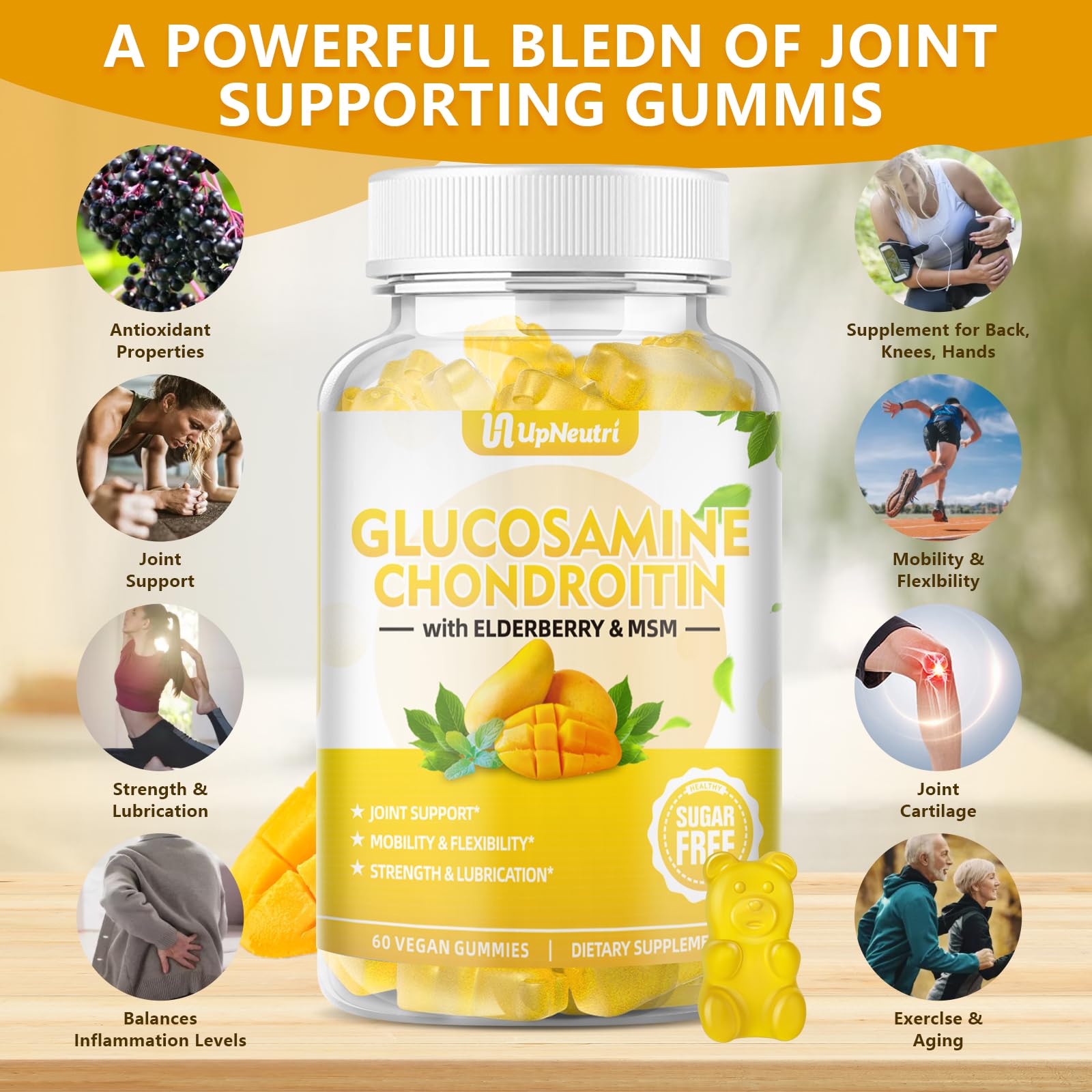 Sugar Free Glucosamine Chondroitin Gummies, Extra Strength 1500mg Glucosamine UPNEUTRI Au supplements