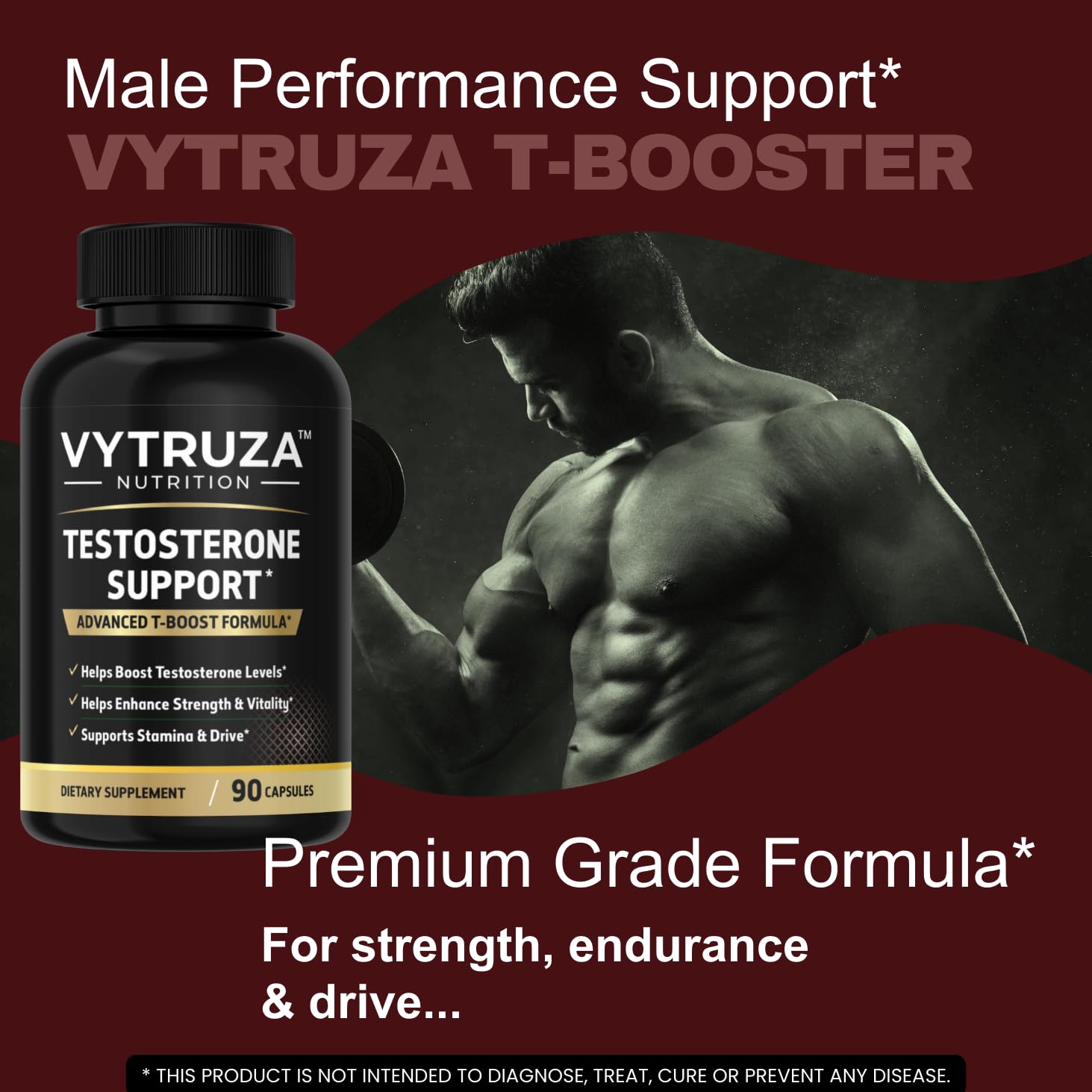 VYTRUZA Nutrition Advanced T-Boost Formula Test Support Capsules, Premium Ingredients, Energy, Strength Support Supplement for Men, 90 Capsules VYTRUZA Au supplements