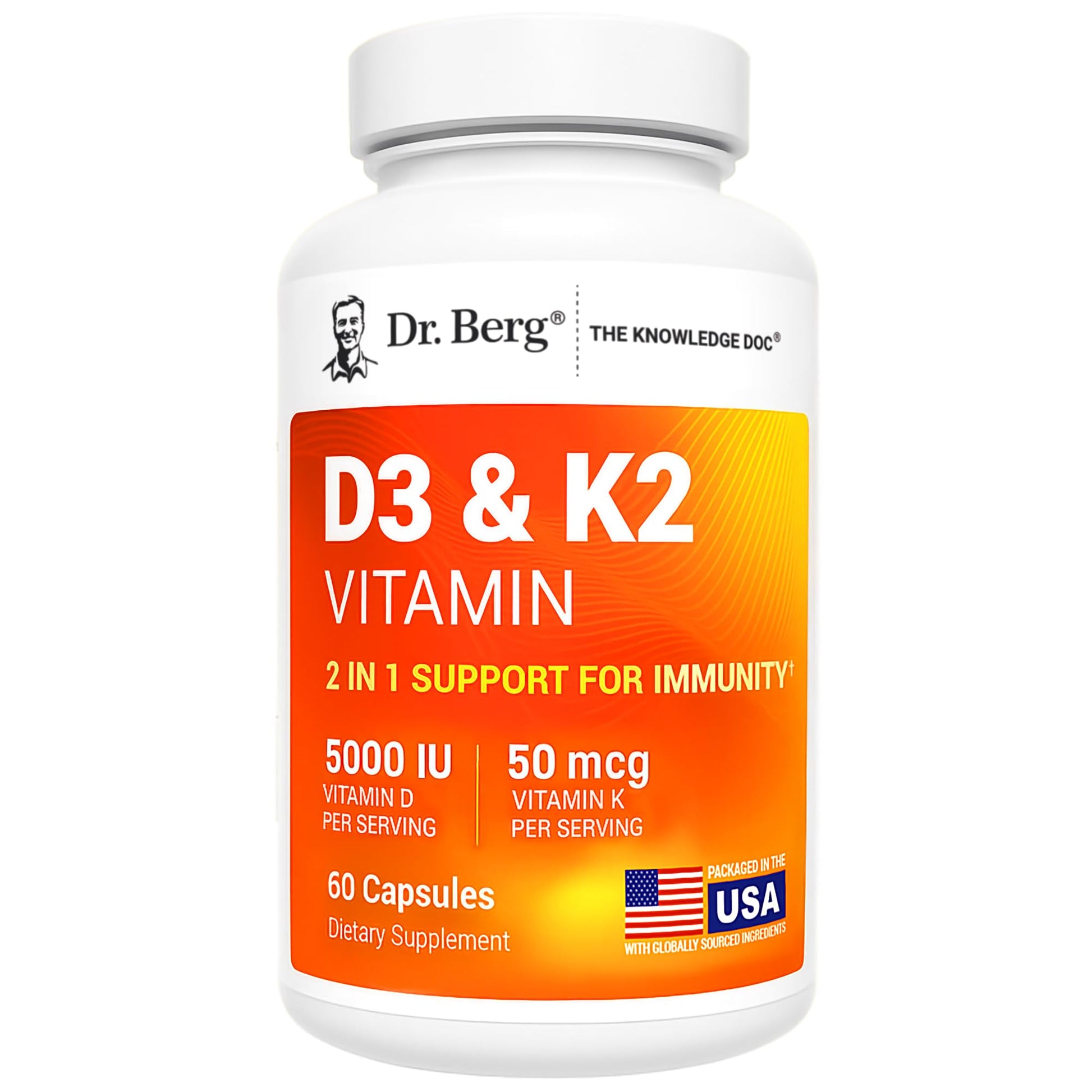 Dr. Berg Vitamin D3 & K2 5,000 IU + MK-7 – 60 Capsules – Immune, Bone & Heart Support* Supplement w/Magnesium, Zinc, B6 – 4X Lab-Tested – No Fillers – Non-GMO, cGMP, Formulated in USA Dr. Berg Nutritionals Au supplements