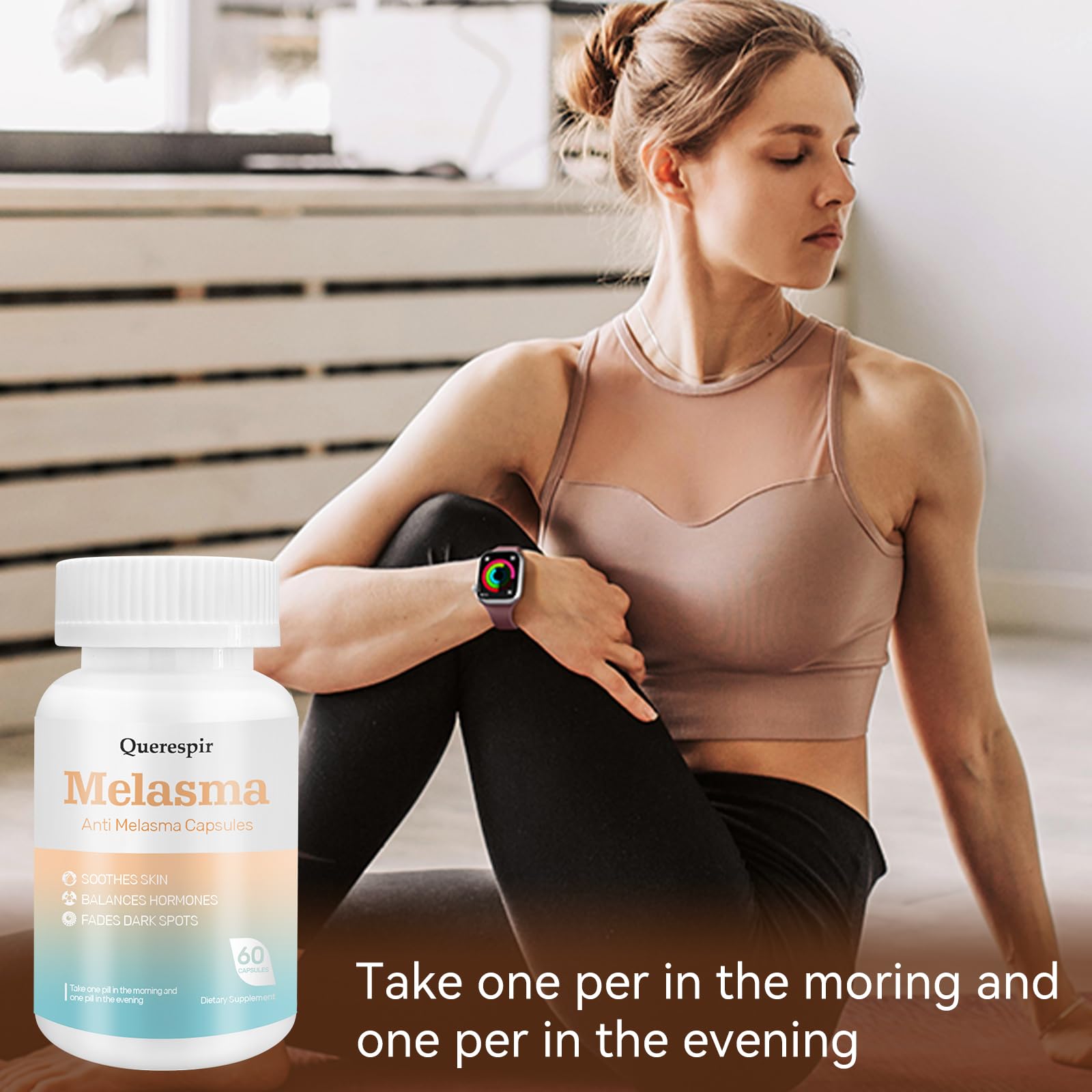 Melanina Anti-Melasma Capsule, Melasma Dark Spot Remover, Melanin Supplement, Spots Remover for Face & Body, Vitamin C & Turmeric Extract, Brightens & Even Skin Tone - 60 Capsules Querespir Au supplements
