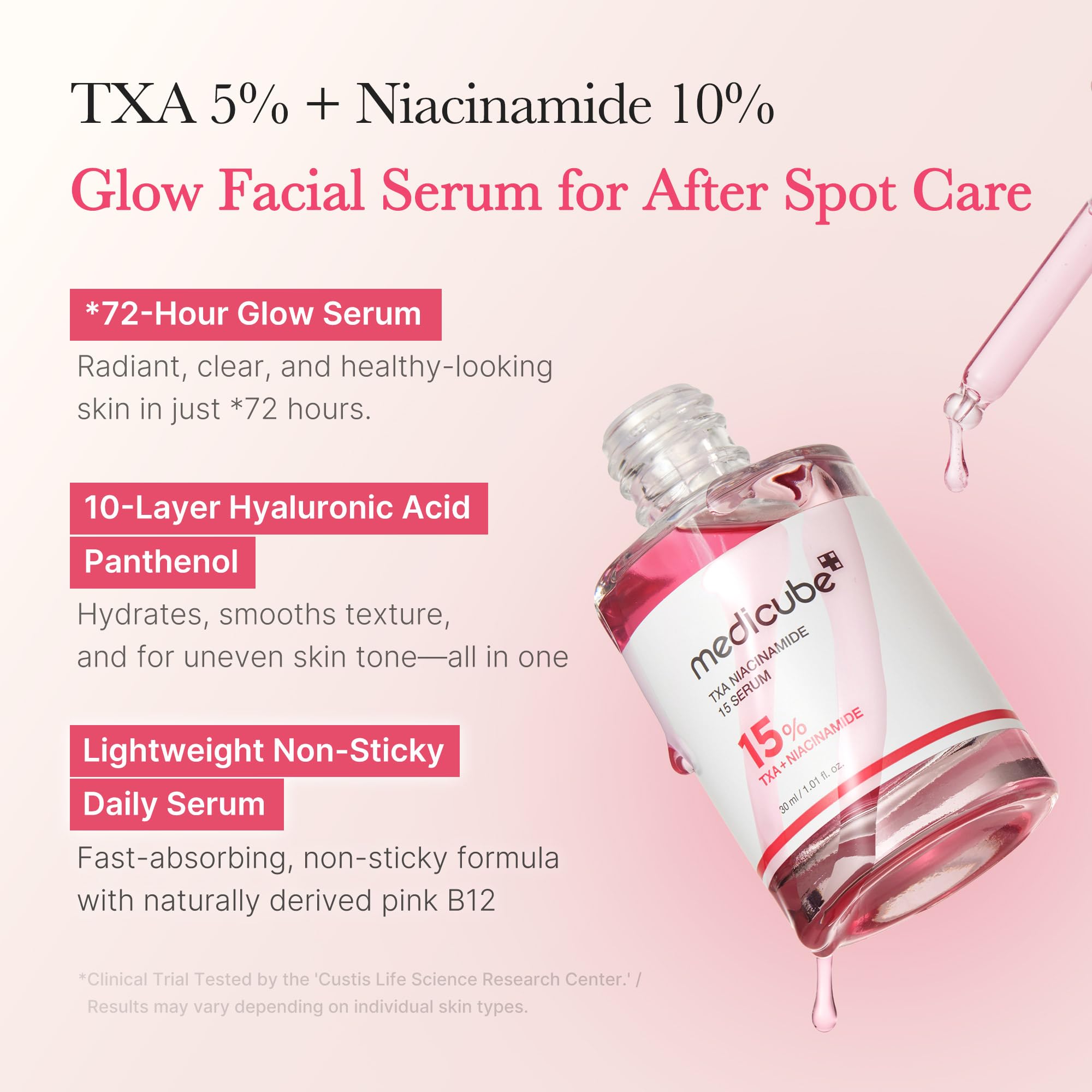 medicube TXA+Niacinamide 15% Glow Facial Serum for After Spot Care | All-in-One Daily Korean Skincare | Uneven Skin Tone, Texture, and Hydration Care | High-Potency Tranexamic Acid 5% | 1.01 fl.oz medicube Au supplements