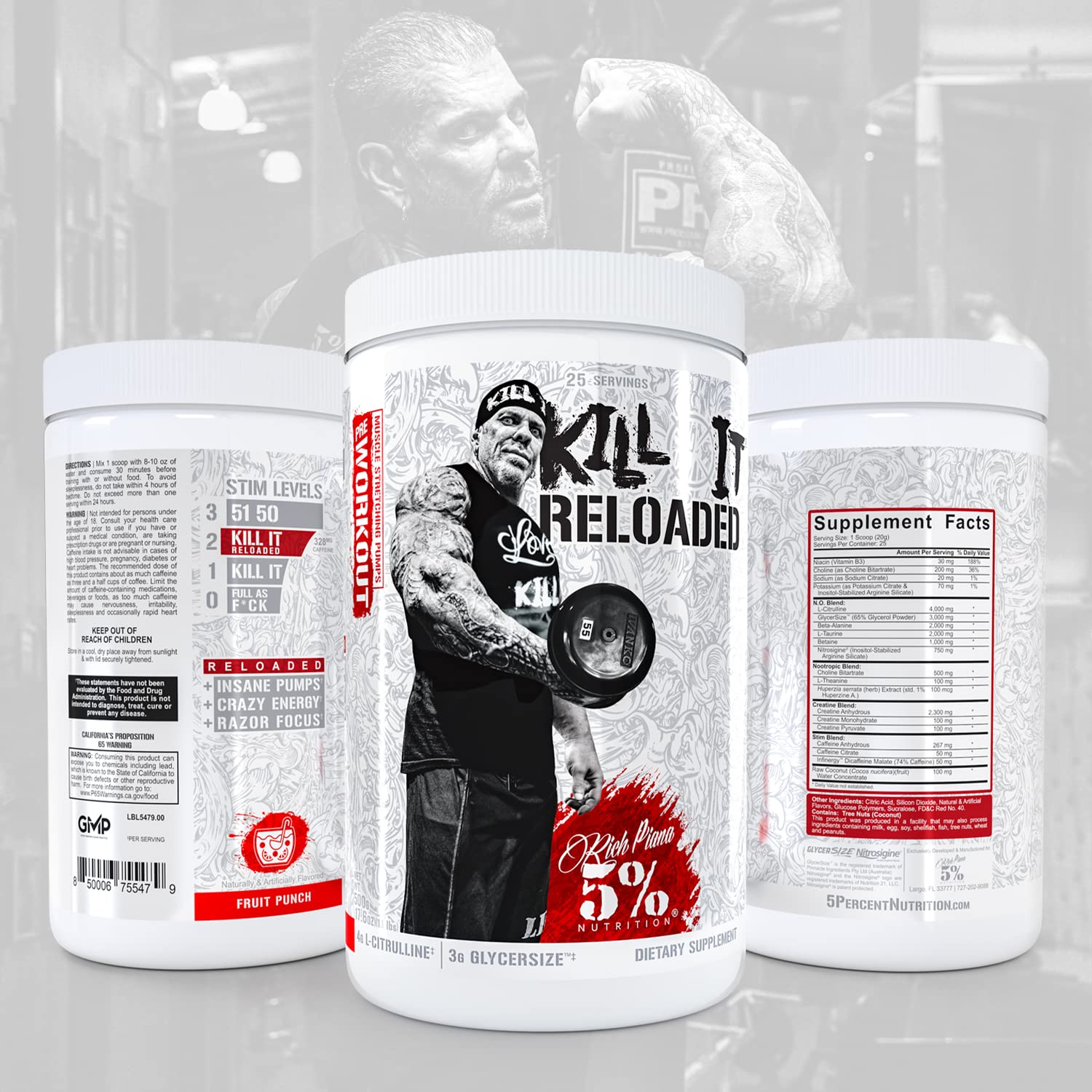 5% Nutrition Rich Piana Kill It Reloaded High Stim Pre-Workout | Ultra Energy, Focus 5% Nutrition Au supplements