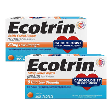 Ecotrin Low Strength Safety Coated Aspirin | NSAID | 81mg | 365 Tablets (2 Pack) Ecotrin Au supplements