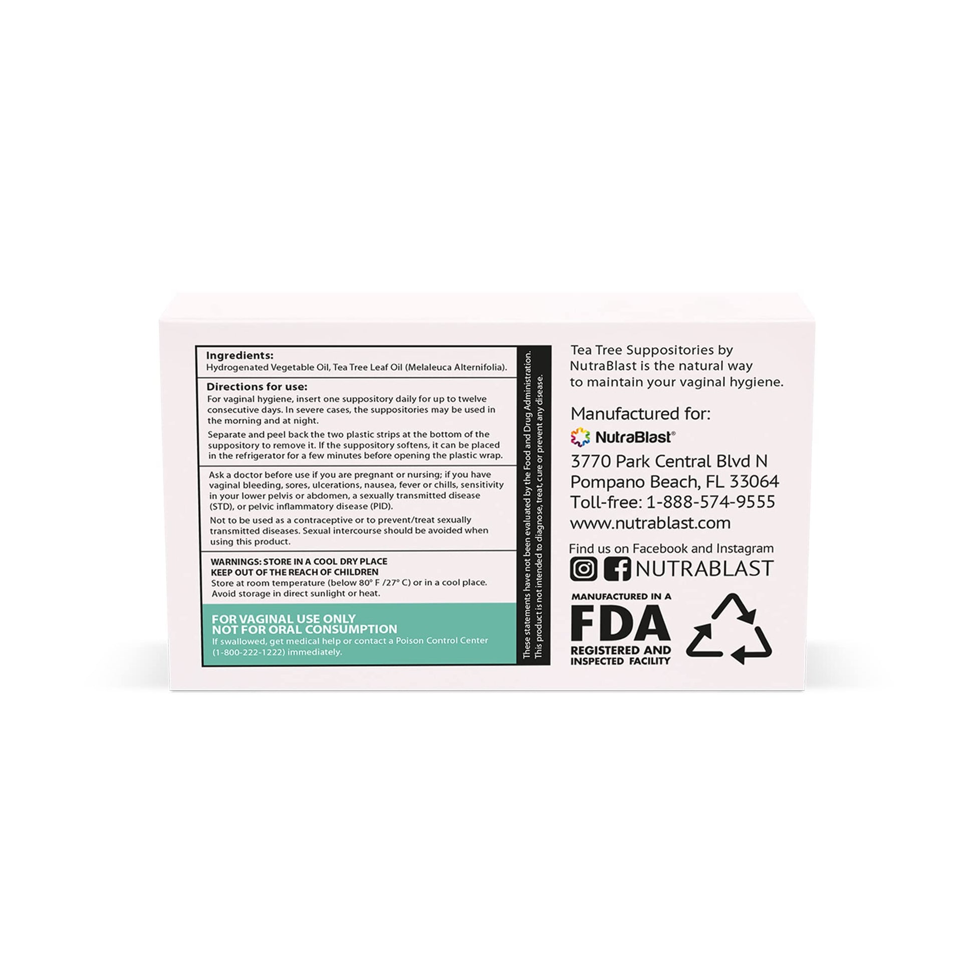NutraBlast Tea Tree Oil Suppositories (12 Count) | All Natural Intimate Deodorant for Women NutraBlast Au supplements