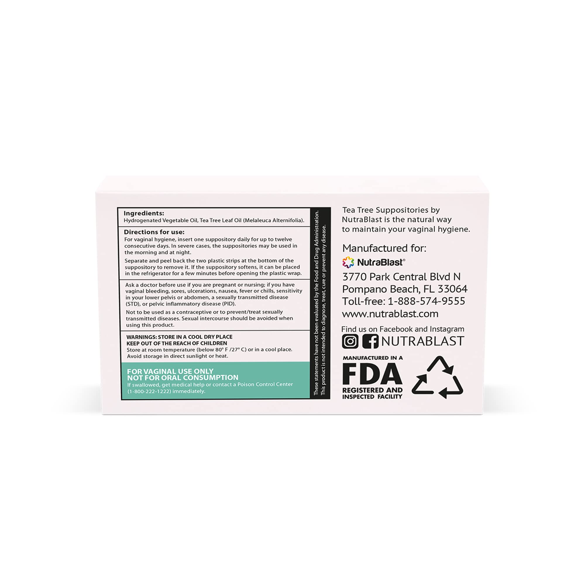 NutraBlast Tea Tree Oil Suppositories (12 Count) | All Natural Intimate Deodorant for Women NutraBlast Au supplements
