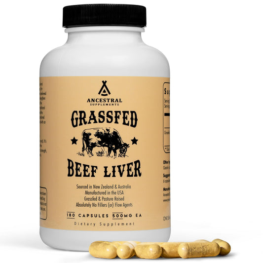 Ancestral Supplements Grass Fed Beef Liver 180 Capsules, Supports Energy Production, Detoxification, Digestion, Immunity and Full Body Wellness Ancestral SupplementsUS supplements