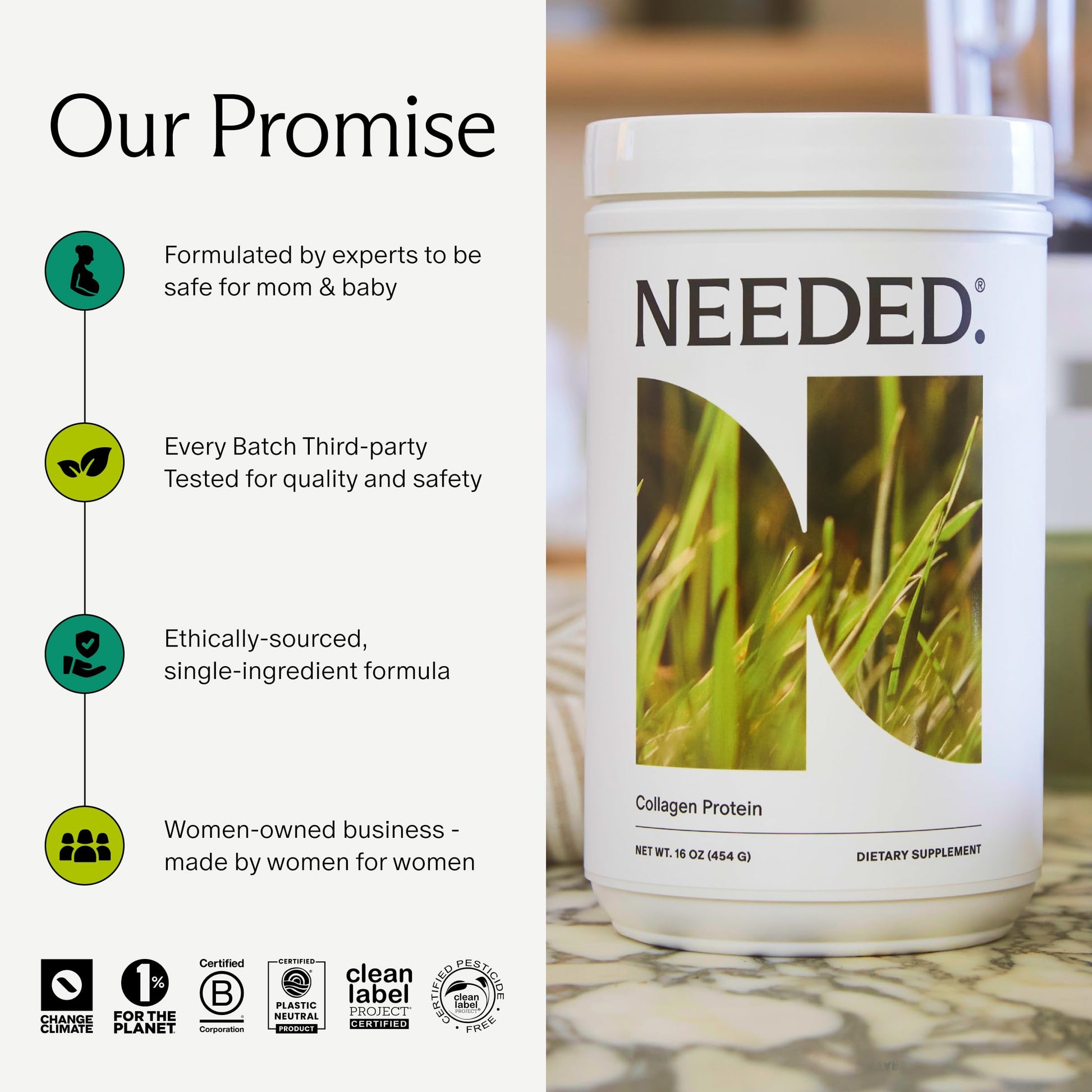 Needed. Hydrolyzed Collagen Protein Powder | Expert-Backed & Clean Sourced | Supports Skin, Hair, Joints | Grass-fed, Pasture-Raised, Hormone-Free | 1lb Needed. Au supplements