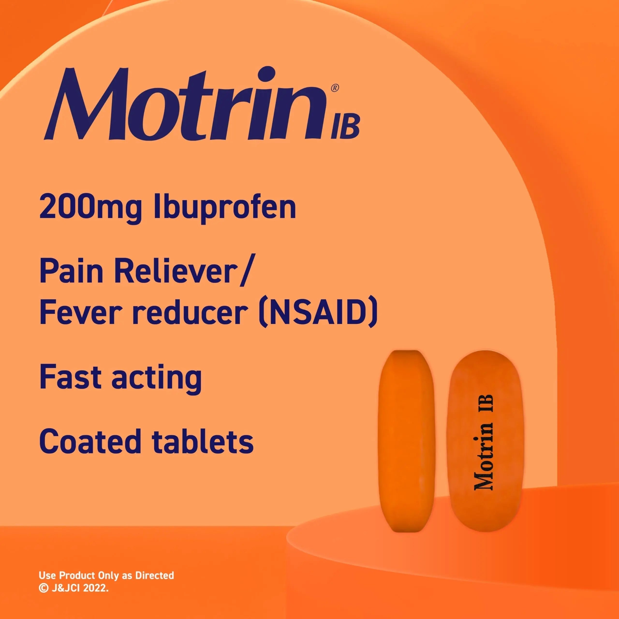 Motrin IB, Ibuprofen 200mg Tablets, NSAID Pain & Fever Reliever for Headache, Backache, Muscular Aches, Arthritis Pain Reliever, 50 Travel Packets of 2, 100 ct Motrin Au supplements