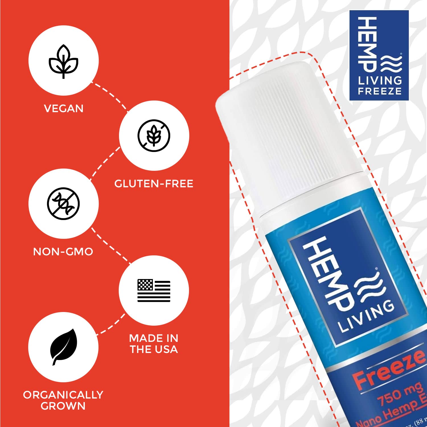HEMP LIVING Freeze Nano Hemp Extract Roll On, Cold Therapy, Roll On for Muscles and Joint Strain, 3 oz Roll on Bottle (750 mg) HEMP LIVING Au supplements