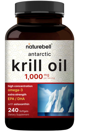 NatureBell Antarctic Krill Oil 1000mg Supplement, 240 Softgels, Natural Source of Omega-3 NatureBell Au supplements