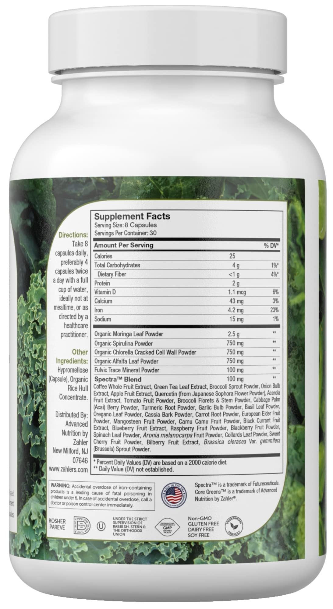 Zahler Core Greens, Superfood Greens Capsules, Super Greens with Spirulina, Chlorella, Spectra Blend and More, Kosher, 240 Capsule (240 Capsules) Zahler Au supplements
