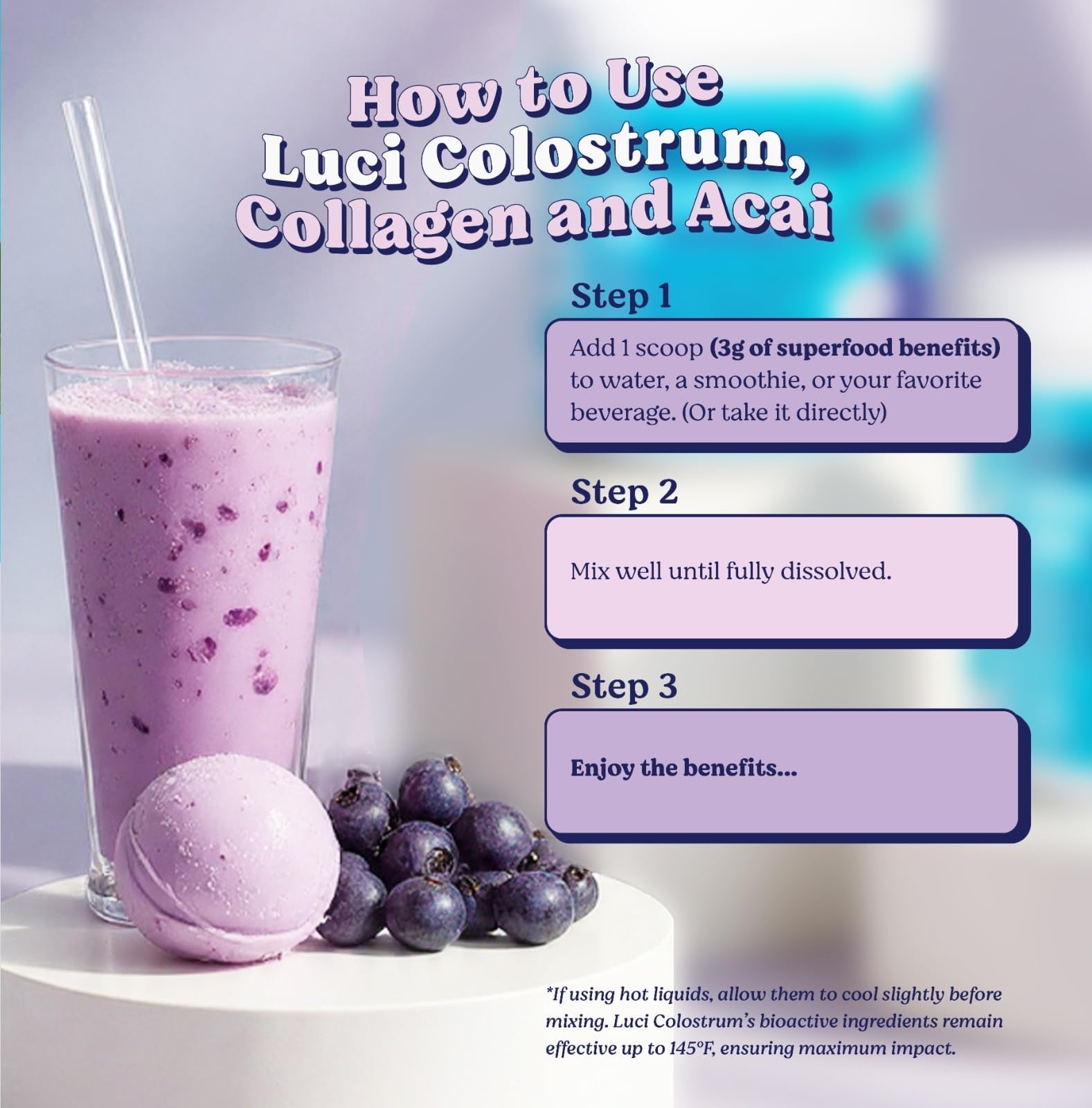 Luci Colostrum Powder 60 Servings, 3 in 1 with Collagen Peptides and Acai, Bovine Colostrum for Gut Health, Bloating, Collagen Protein for Muscle, Skin, Hair, Nails and Immunity, Gluten & Fat Free Luci Nutrition Au supplements