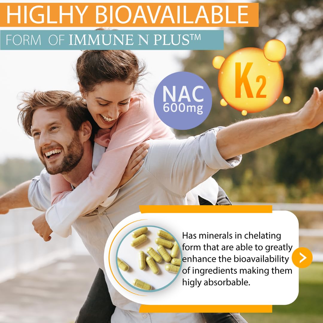 (90 Capsules), NAC 600mg, Quercetin 1,000mg, Vitamin C 500mg, Zinc 50mg, Vitamin D3 5,000iu, Selenium, Copper, Acerola, Ginger, Rutin, Citrus Bioflavonoids, Rose Hips, Echinacea, Immune N Plus 15 in 1 KAPPA NUTRITIONAu supplements