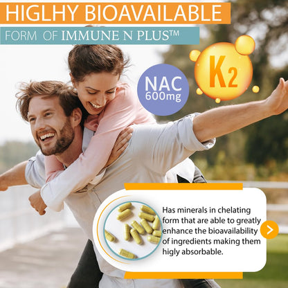 (60 Capsules), NAC 600mg, Quercetin 1,000mg, Vitamin C 500mg, Zinc 50mg, Vitamin D3 5,000iu, Selenium, Copper, Acerola, Ginger, Rutin, Citrus Bioflavonoids, Rose Hips, Echinacea, Immune N Plus 15 in 1 KAPPA NUTRITIONAu supplements