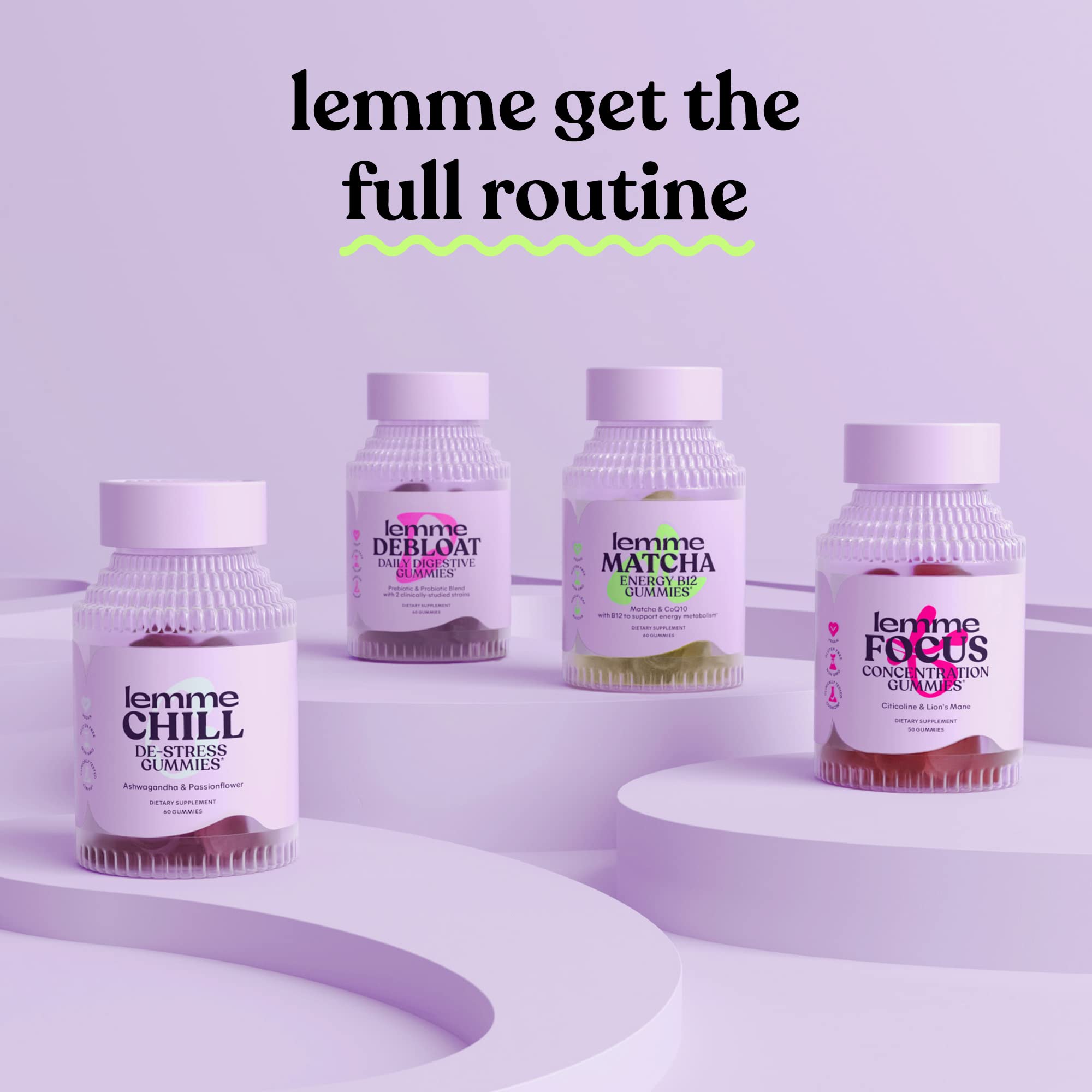 Lemme Chill Stress Relief Gummies with 300mg KSM-66 Ashwagandha, Lemon Balm, Passionflower & Goji to Support Relaxation, Healthy Cortisol & Sleep - Gluten-Free, Non-GMO, Mixed Berry (60 Count) Lemme Au supplements