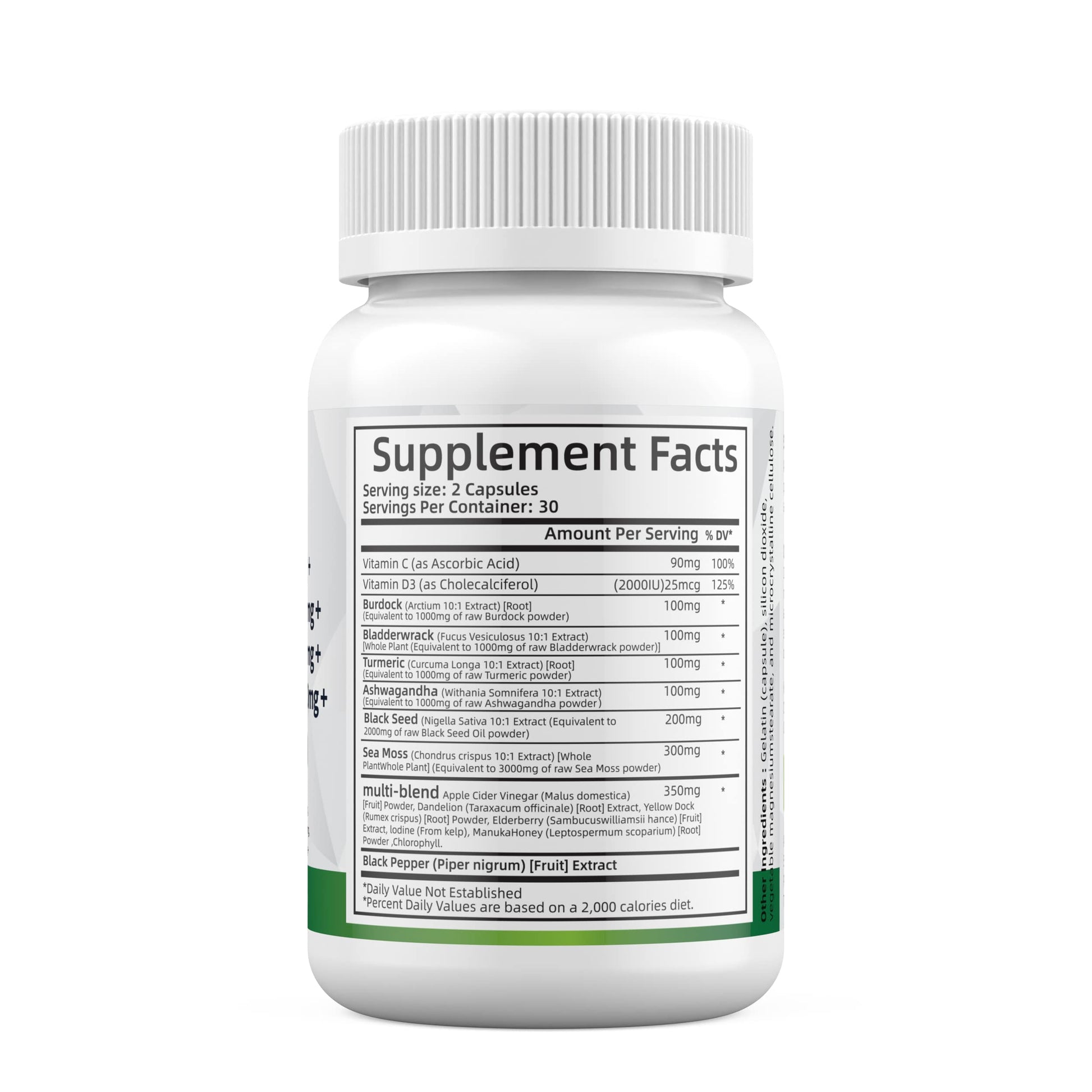 Sea Moss 3000mg Black Seed Oil 2000mg Ashwagandha 1000mg Turmeric 1000mg Alodi Au supplements