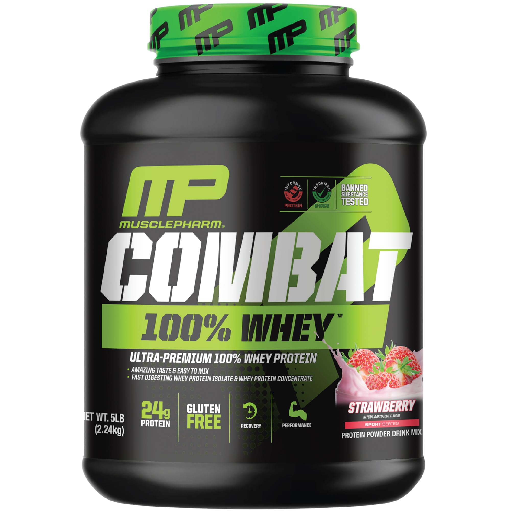 MusclePharm Combat 100% Whey Protein Powder, Strawberry Cream Flavor Muscle Pharm Au supplements